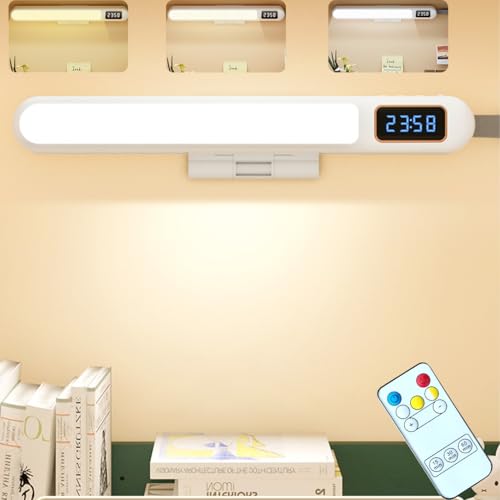 SEGXCFL LEDデスクライト マグネット 超長30CM 2000mAh 充電式 コードレス 壁掛け 時計付き 120°回転 led バーライト リモコン付き タイマー 3種類色温と無段階調光工事不要 間接照明 進学プレゼント/授乳/寝室/読書/ベッド