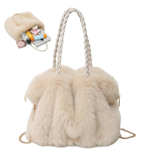 Sac à bandoulière en peluche grande capacité avec anses souples