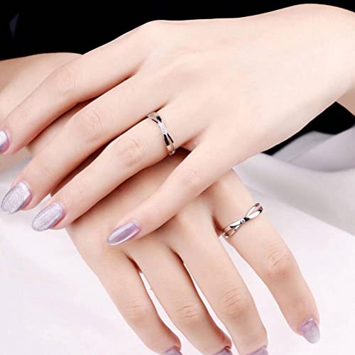 Bague ouverte argent S925 ajustable couple cadeau amoureux