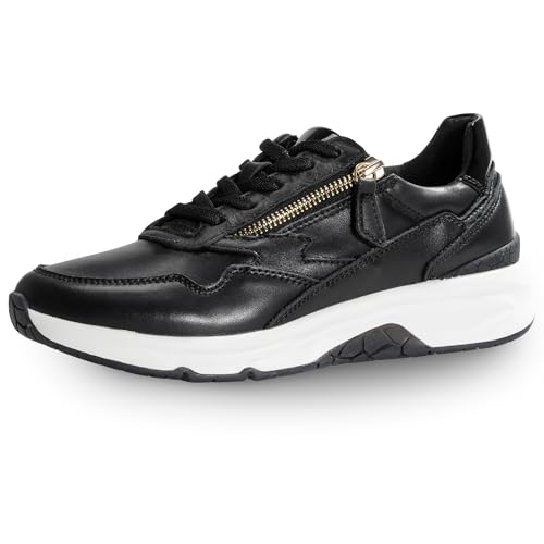 NACARAT Women’s Leather Sneakers Slip-On Walking Shoes with Side Zipper, Breathable Water-Repellent Upper, Cushioned Non-Slip Outsole