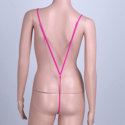 Fldy Women's Sexy Shoulder Straps G-Strings Mini Micro Bikini Swimwear Thongs T Back Tangas Panties Rose One Size #TOP3