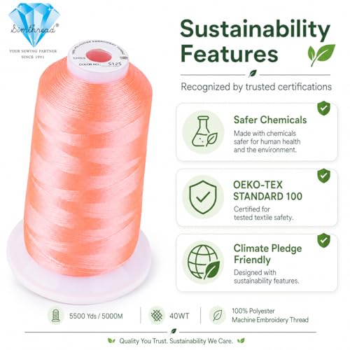Image of Simthread 5500Yds /5000M 40WT Polyester Embroidery Thread Neon Pink S125 | High-yardage 5000M spool offers smooth feeding and stable 40WT polyester thread for home and commercial embroidery machines.