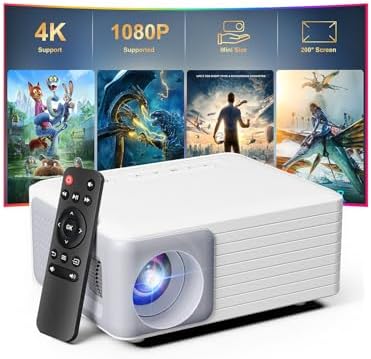 Mini Portable Projector, Full HD 1080P 4K Support Movie Projector...