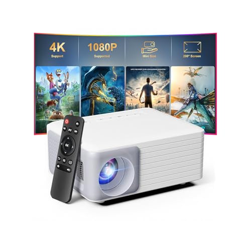 Image of Mini Portable Projector, Full HD 1080P 4K Support Movie Projector, Portable Small Projector for Home Theater/bedroom, Compatible with iOS, Android, TV Stick, Laptop, HDMI, USB