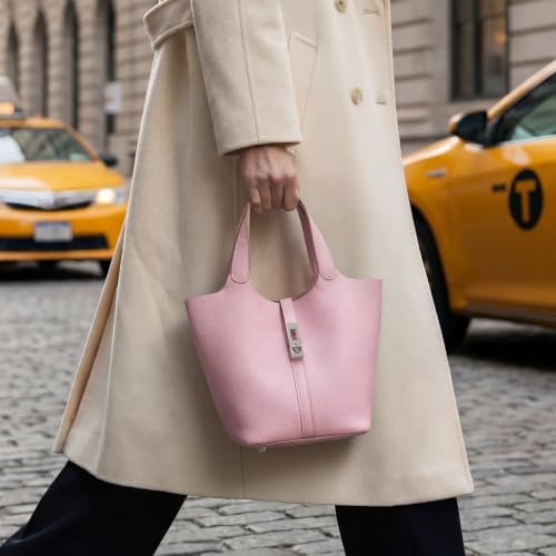 Image of Tote Bag for Women Vegan Leather Bucket Purse for Women Top Handle Handbag Shoulder Bag with Detachable Small Purse