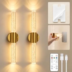Peel and Stick on Wall Sconce set of 2 Wireless Battery Operated Wall Light