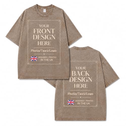 Image of CMLONGQIA Custom T Shirt Personalised Vintage Washed Tee Front Back Print