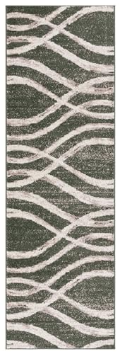 Tapis moderne poil court Safavieh vert foncé 76x244 pour salon et salle à manger - 3