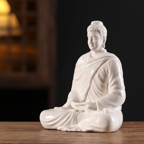 Estatua Buda de Cerámica Blanca 6 Pulgadas Decoración Hogar miniatura 5