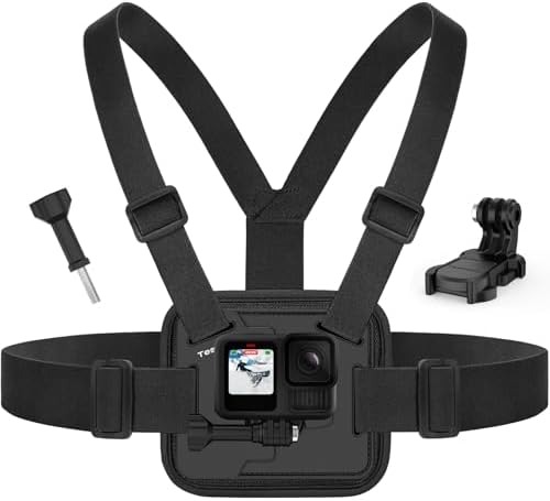 TesRock Chest Mount Harness Compatible with GoPro Go Pro Cameras, Chest Strap Chesty Body Mount for DJI Osmo AKASO Action Cameras, Comfortable and Stable - Black