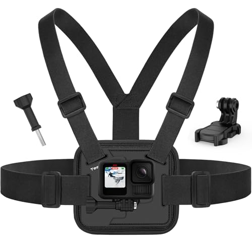 TesRock Harnais de Poitrine Compatible avec All GoPro Caméras, Fixation Chesty pour Go Pro DJI Osmo AKASO Caméras d'action Accessoire, Confort et Stabilité...