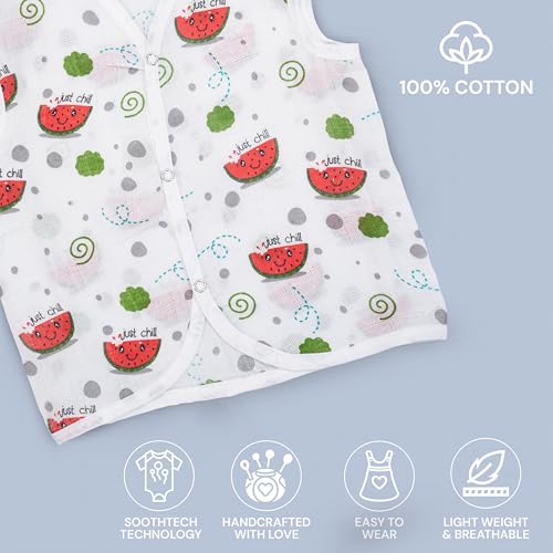 Image of BAYBEE 100% Muslin Cotton New Born Baby Clothes for Kids | Sleeveless Summer Wear with Soft & Breathable | Shirt and Shorts Set | Jablas for Baby Girl Boy Dress
