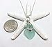 Sea Stamped Beautiful Handmade SEA GLASS Charm Necklace - Aqua-Blue Sea Glass - Sterling Silver 20