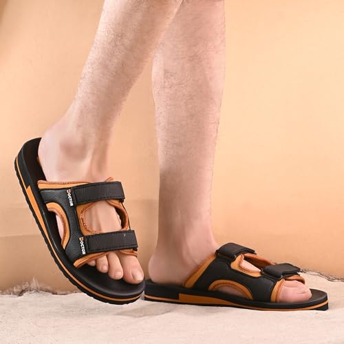 Image of DOCTOR HEALTH SUPER SOFT Men's Casual Slippers with Soft Cushioned Sole, Double Strap with Toe Loop Design, Lightweight Anti-Slip Everyday Wear Slippers for Home and Outdoor Use