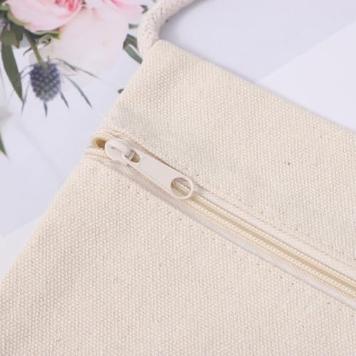 GSHLLO 6 Pcs 17 x 13cm Blank Canvas Cross Body Bags Children's Zipper Shoulder Bags Kids Shoulder Purses Lightweight Cloth Painting Bags Craft Fabric Bags with Zipper for DIY Crafts3