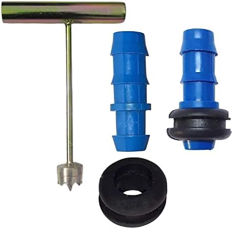 KA Drip Irrigation Rubber Grommet 50 pcs with 16mm Takeoff and Metal Drill Bit Tool for PVC Pipes