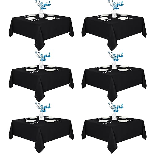 Fitable 6 Pack Black Square Tablecloths - 70 x 70 Inches - Stain Resistant and Reusable Table Clothes, Polyester Fabric Table Covers for Dining, Card Tables, Coffee Tables by Fitable - Used condition - US$30.05