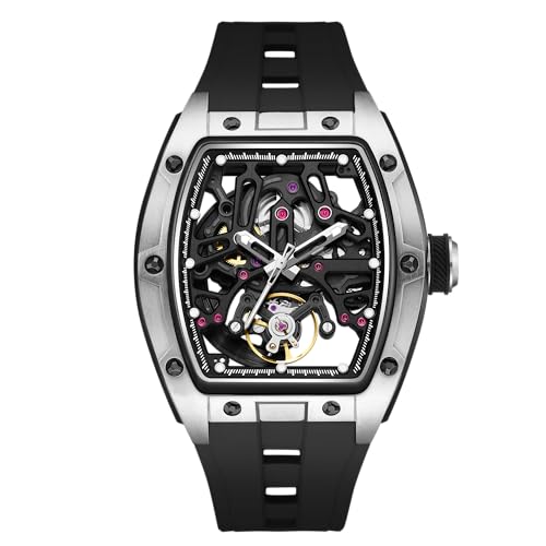 Image of ALIX AL2923 Men's Unique Design Automatic Movement Popular Style Silicone Strap Chronograph Skeleton Watch