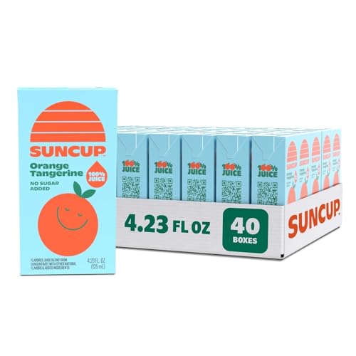 SunCup Juice - Orange Tangerine (40 Pack) 4.23 oz Juice Box with Straw | Organic Orange Blend for Kids, Bulk Pack for Lunch, Snacks, and On-the-Go Kids Drinks