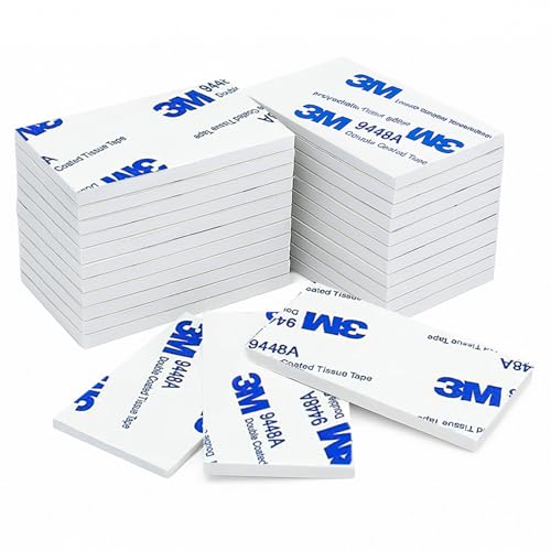 kurkip 20 StüCk Doppelseitiges Klebepads Extra Stark, Schaumstoff Doppelseitiges Klebeban, Ideal FüR Haushalt Diy, Rechteckig 30mm X 50mm Weiß Klebepads Doppelseitig