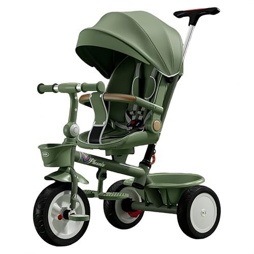 Lopres 子供用三輪車 折りたたみ 手押し かじとり おしゃれ 1歳 2歳 3歳 ランニングバイク 座面回転 自転車 乗用玩具 座面回転 自転車 乗用玩具 幼児用 幼児用 キッズバイク 誕生日 プレゼント お祝い ギフト (グリーン)