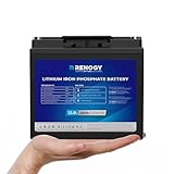 Renogy 12V 20Ah Trolling Motor Lithium Lifepo4 Battery, Built in 20A BMS, IP65 Waterproof Rated, 50% Lighter Deep Cycle Battery for kayaks, scooters, or emergency kits