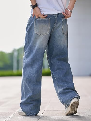 Image of DFGIGT Mens Baggy Jeans Wide Leg Denim Pants Y2k Loose Fit Streetwear