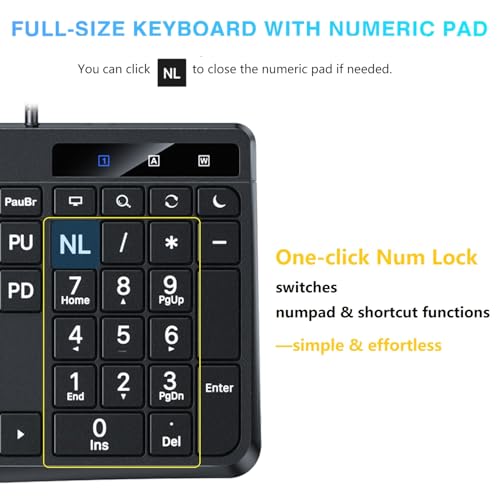 OMOTON Large Print Computer Keyboard Wired with Stable Connection, Numeric Keypad, Type-C and USB A Dual Interface, Easy to See and Type Big Letters Keyboard for Windows, PC, Laptop by OMOTON - Image 6