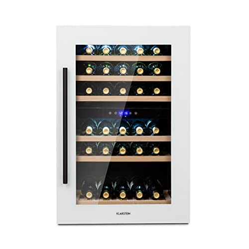 Cave à vin intégrée Klarstein, 132 L, porte vitrée, double zone, bar intérieur/extérieur, réfrigérateur à vin, vieillissement, 41 bouteilles