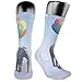 Produktbild Moruolin Compression High Socks,Elephant Attached To Colorful Baloons In Sky Geometric Paper Effect Polygonal Art,Women and Men For Running,Athletic,Hiking,Travel,Flight