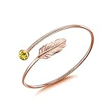 Jenny-BaBy Women Bracelet Vintage Style Adjustable Leaf Feather Bangle