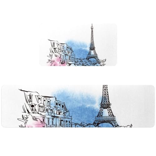 Alfombras de cocina de la Torre Eiffel para decorar y proteger tu lavandería y pasillo 2