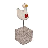 schöne Geschenkidee Ente mit Herz auf Sockel, Polyresin/Granit, ca. 10 x 30 cm