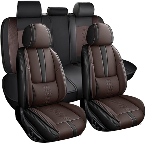VIUDMEK Full Set Car Seat Covers for Nissan Xterra 2000-2015 Leather Seat Covers Waterproof Front Seats&Rear Car Seat Protectors Breathable Seat Cover Black&Coffee