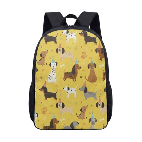 Mochila de aniversário para festa de cachorro de 43 cm com estampa de desenho animado para viagem com tema de animal, 01, Large