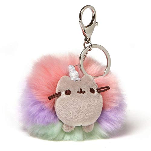 GUND Pusheen Rainbow Unicorn Cat Plush Pom Deluxe Keychain, 4