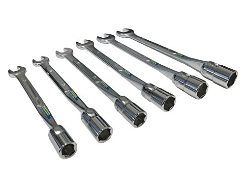 EZ Travel Collection Flex Socket (6pc) 6 Point Wrench Set With Flexible Heads and Open Ends