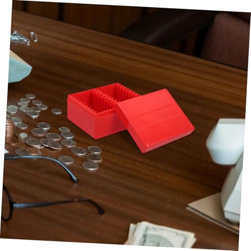 Caja organizadora de monedas portátil rojo 20 piezas miniatura 6