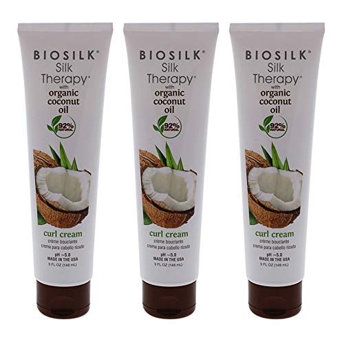 Silk Therapy with Organic Coconut Oil Curl Cream by Biosilk for Unisex - 5 oz Cream - (Pack of 3)