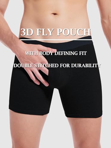 Men's Underwear Cotton Boxer Briefs Fly Underwear Comfortable for Men 3 Pack3
