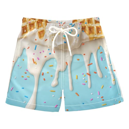 Ice Cream Boys' Swim Trunks Quick-Dry Fabric Lightweight & Breathable for Beach Pool