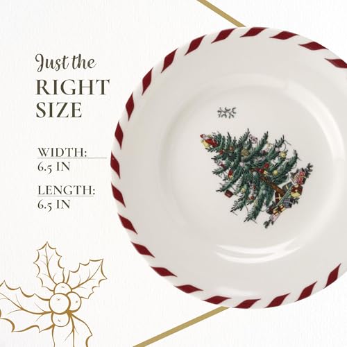 Spode Christmas Tree Canape Plates - Set of 4 | Peppermint Design, Holiday Appetizer Plate | Christmas Serving & Festive Dish | Seasonal Decorative Plate, Holiday Tableware by Spode - Image 7