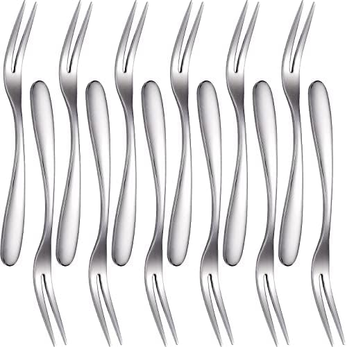 Tenedores de postre Tenedores de acero inoxidable de 12 tenedores de aperitivo de degustación, mini tenedores para aperitivos, frutas y postres