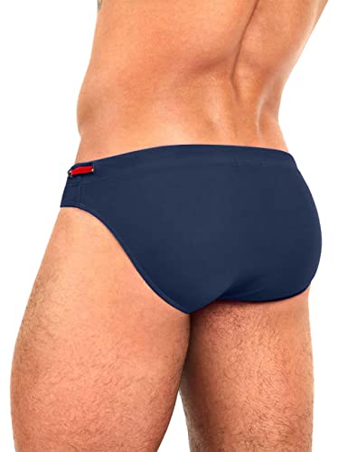 Mizok Men's Swimwear Bikini Swimming Briefs Drawstring Swimsuits Board Surf Shorts Trunks Navy S #TOP2
