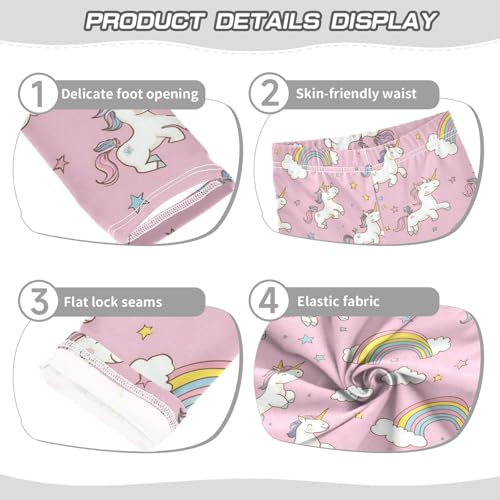 Girls Leggings Cartoon Unicorn Rainbow Star Kids Length Leggings Pants Athletic Yoga Pants Toddler Tights Trousers 4T3