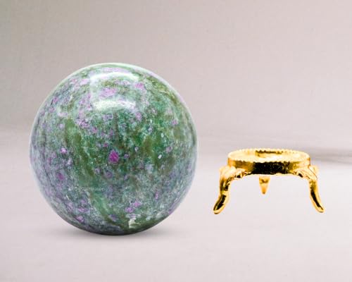 Image of Certified Ruby Fuchsite Crystal Ball for Meditation - Premium Crystal Vastu Items for Home and Feng Shui Items for Good Luck - Ideal for Pooja Supplies and Spiritual Practices (2.5 inch Inch)