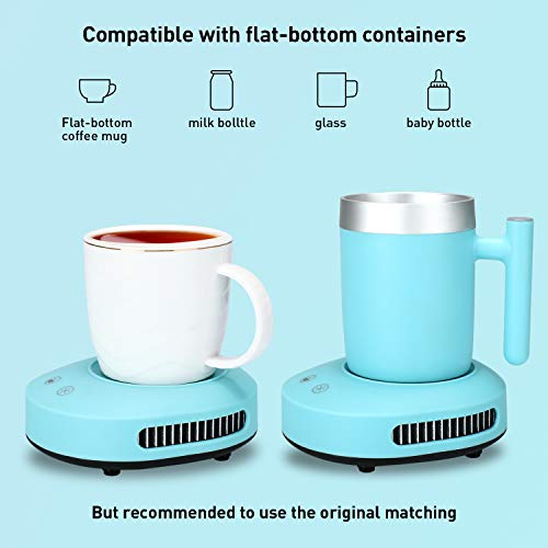 YEOSEN Coffee Mug Warmer and Cooler - 2 IN 1 Beverage Warmer and Drink Cooler with Mug, Auto Shut Off Mug Cooler and Warmer for Office Desk Use (Up to 131F or 46F), Blue