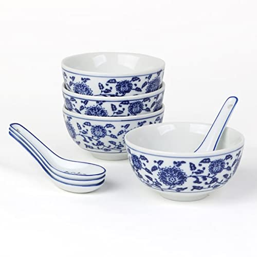 4er Set Porzellan Reisschalen mit Chinalöffel in Kobaldblau"Qing Hua Ci" Cover