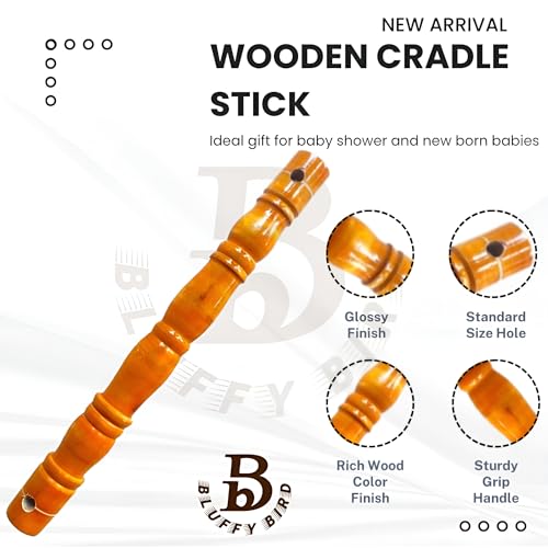 Image of Baby Thottil Kambu Wooden with Rope | Thottil Kattai - Cradle Wood Stick & Rope for New Born Baby | Thottil Kambu with Rope - Pack of 1 Set