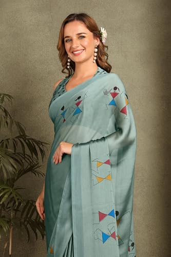 Image of MIRCHI FASHION Women Saree Floral Printed Chiffon | Breathable Lightweight Summer Sari for Office and Daily Use with Unstitched Blouse (Available in 20 Styles)